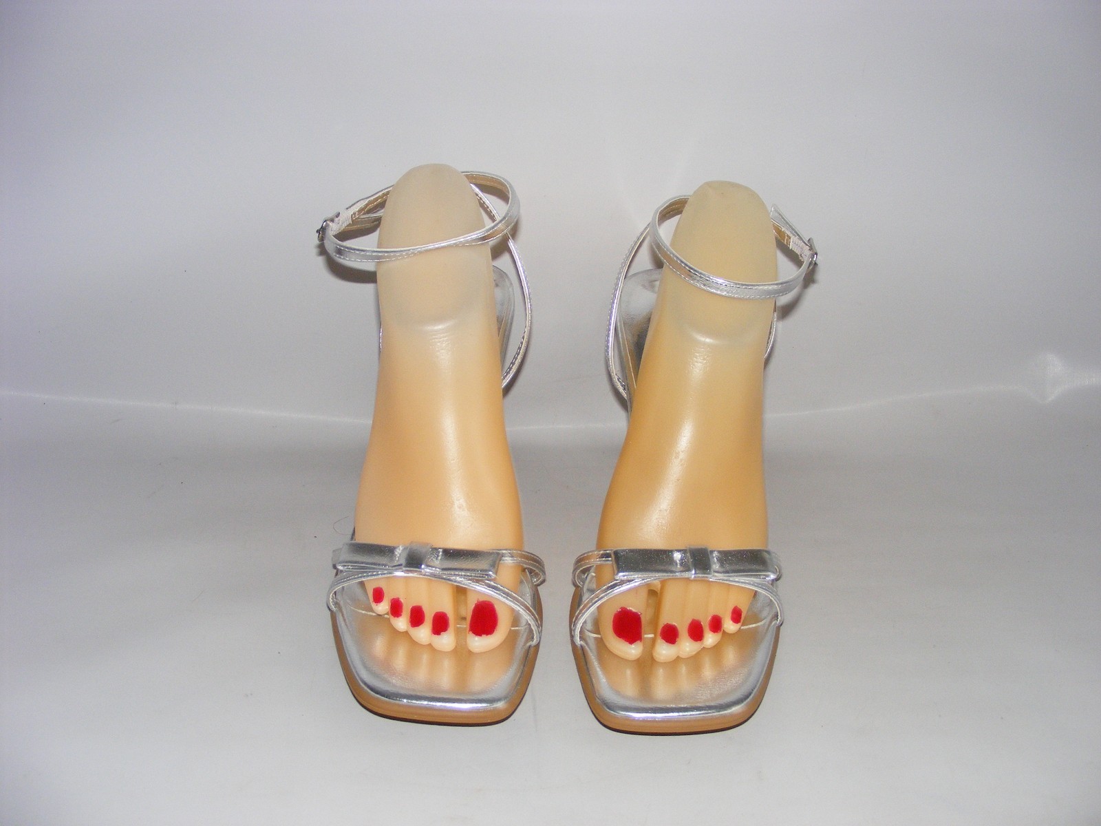 Carlkarida Women Size 11 M Silver 3.5″ High Heels ANkle Straps Sandals Open Toe