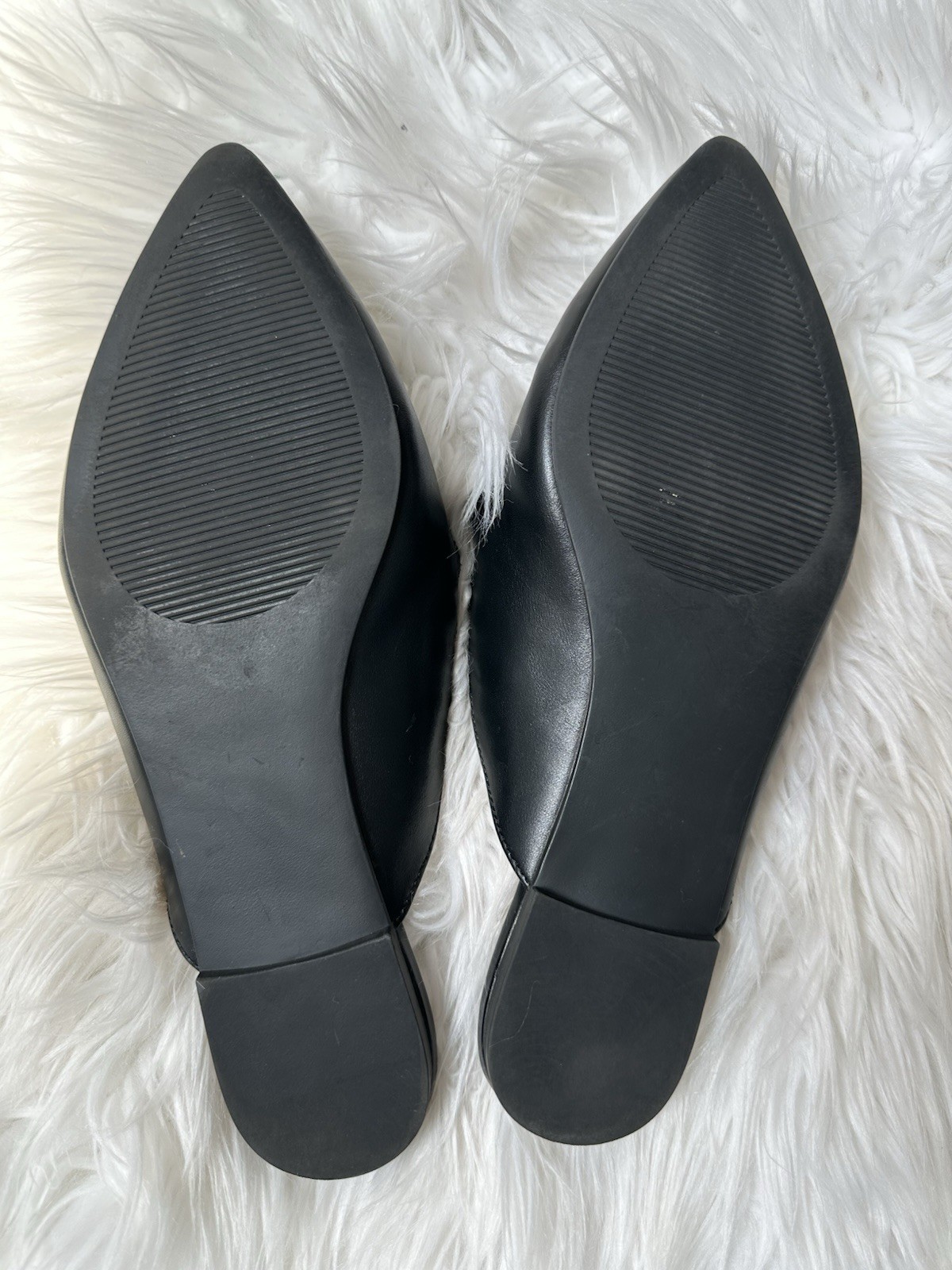 Steve Madden Black Leather Slide Flats Chain Pointed Toe Slip-On Women’s 8