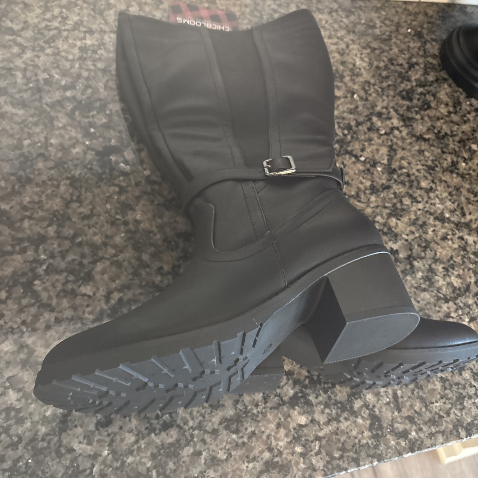 CHICBLOOMS ladies size 10 black wide calf boot