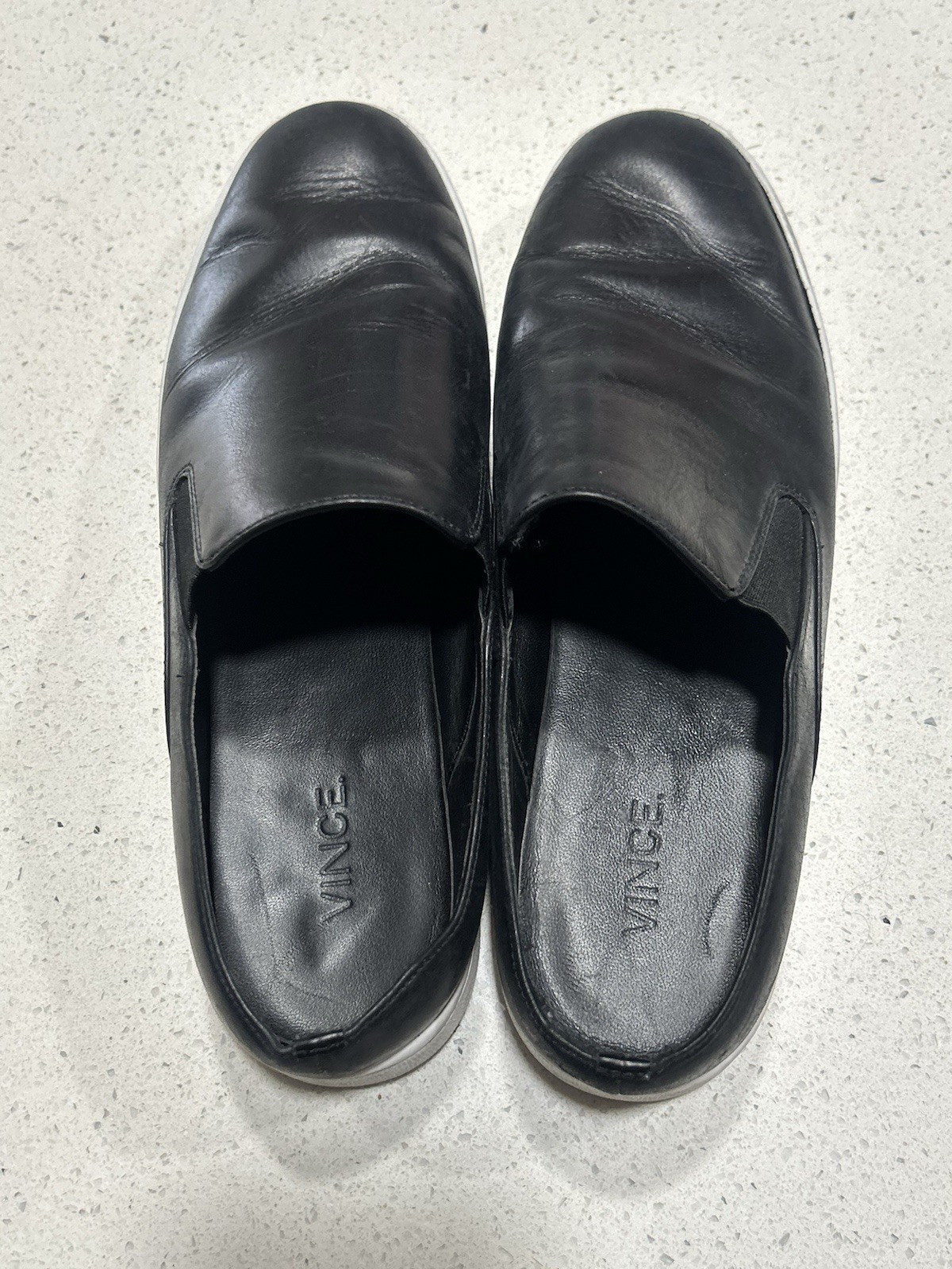 Vince Leather Slip-OnShoes – Black – Size Not Marked