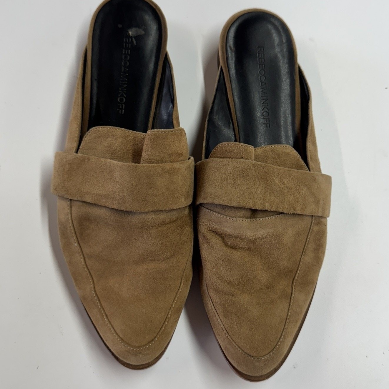 Rebecca Minkoff Mules Women 9.5 Brown Mika Suede Minimalist Workwear