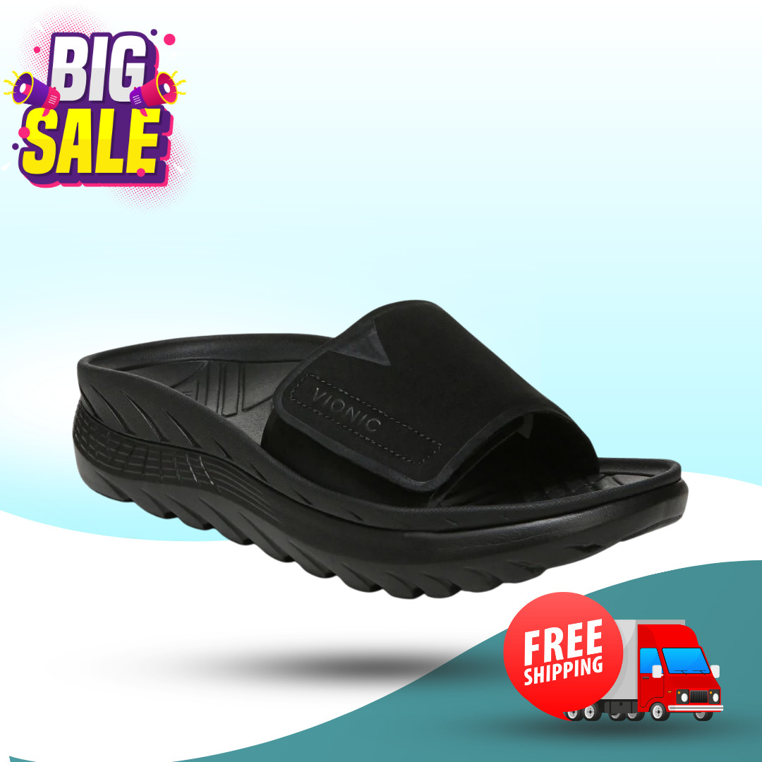 [BIG SALE] Vionic Unisex Rejuvenate Recovery Sandal Black MED Width Comfort