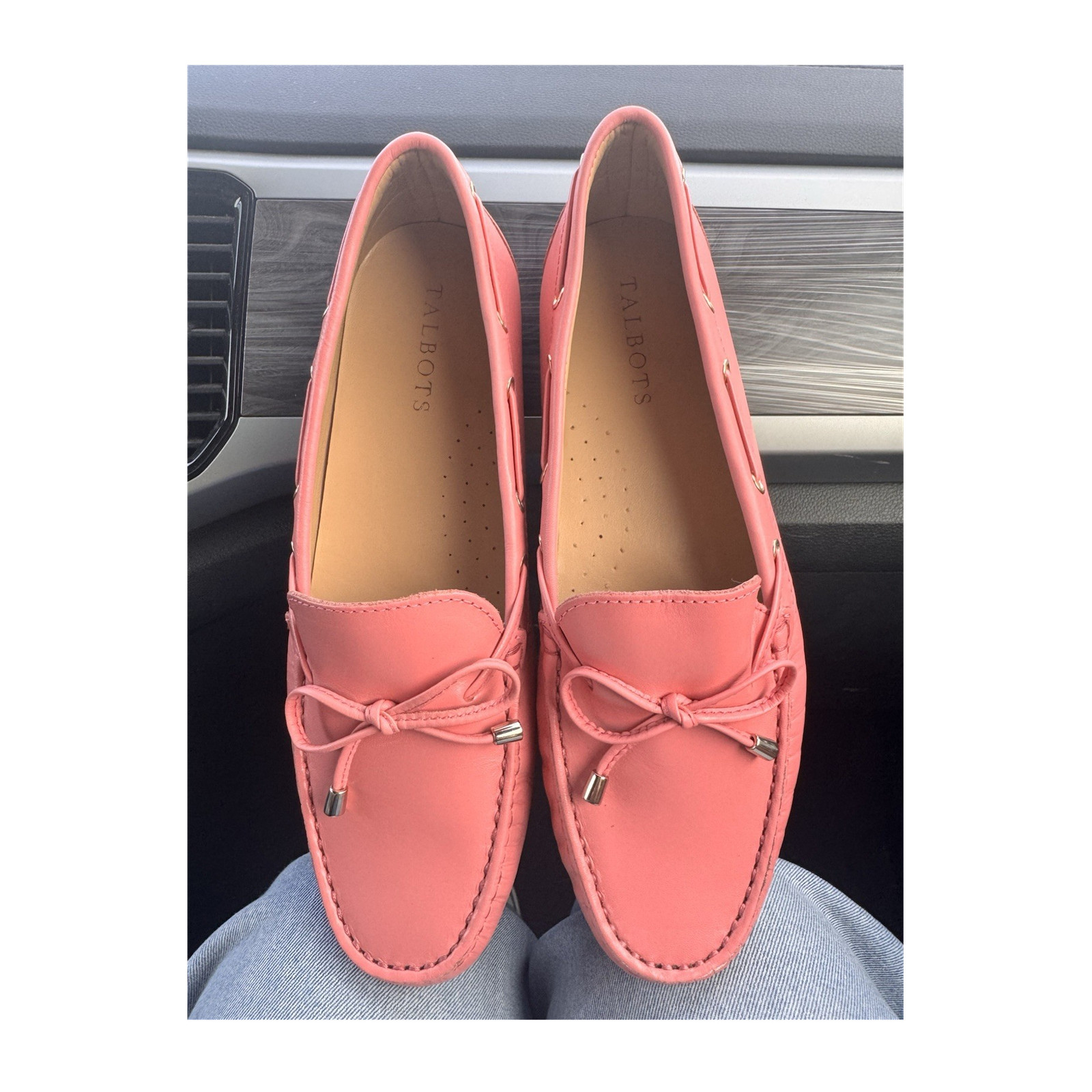 Talbots Taylor Pink leather laced driving moccasins NWOB SZ 11 Never been worn.