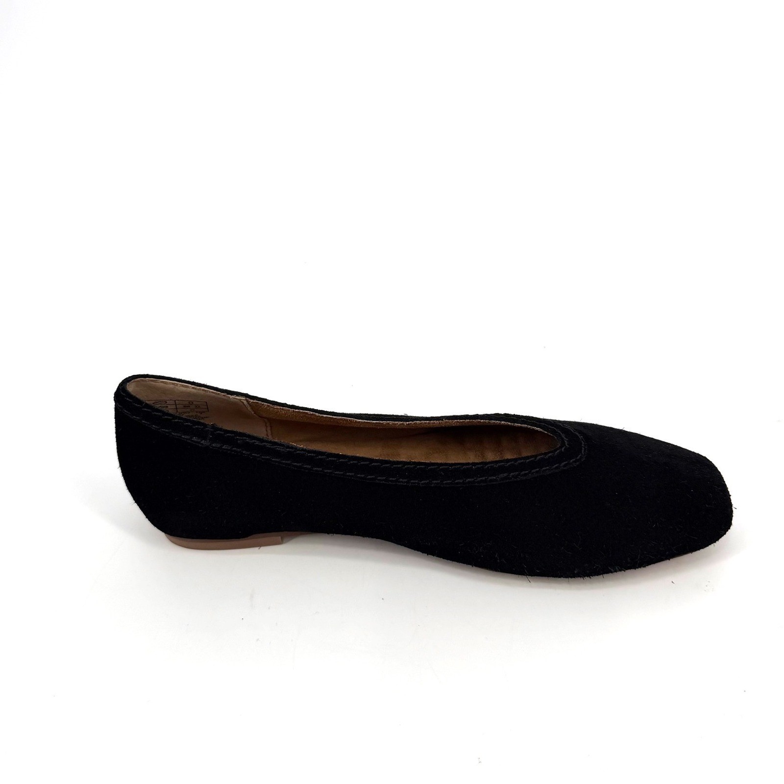 NEW Kelsi Dagger Brooklyn Freya Black Suede V-Cut Square Toe Ballet Flats 6.5