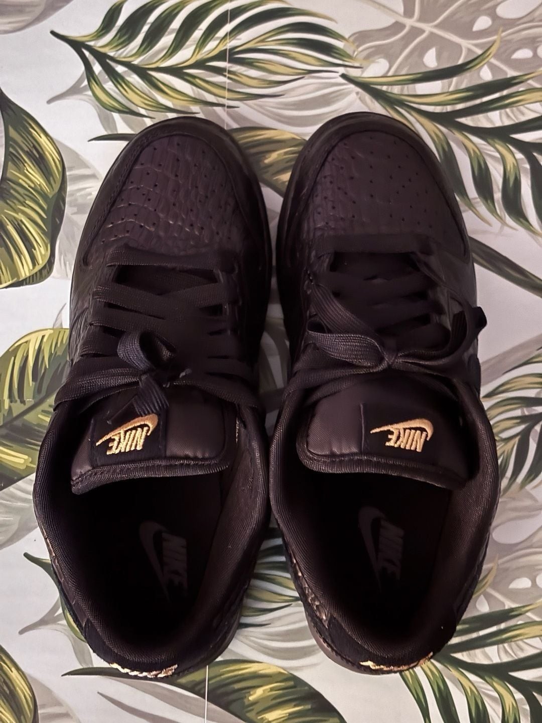 Nike Dunk Low SS Black Metallic Gold Crocodile Embossed