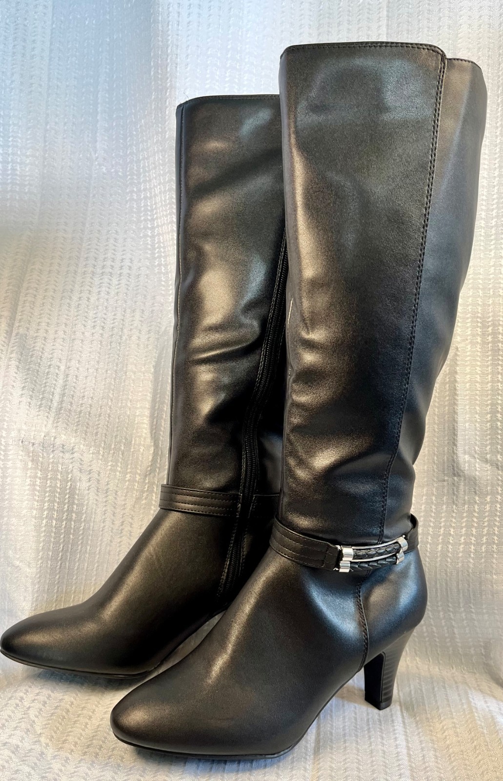 London Fog Knee-High Boot in Black Vegan Leather size 8.5 M