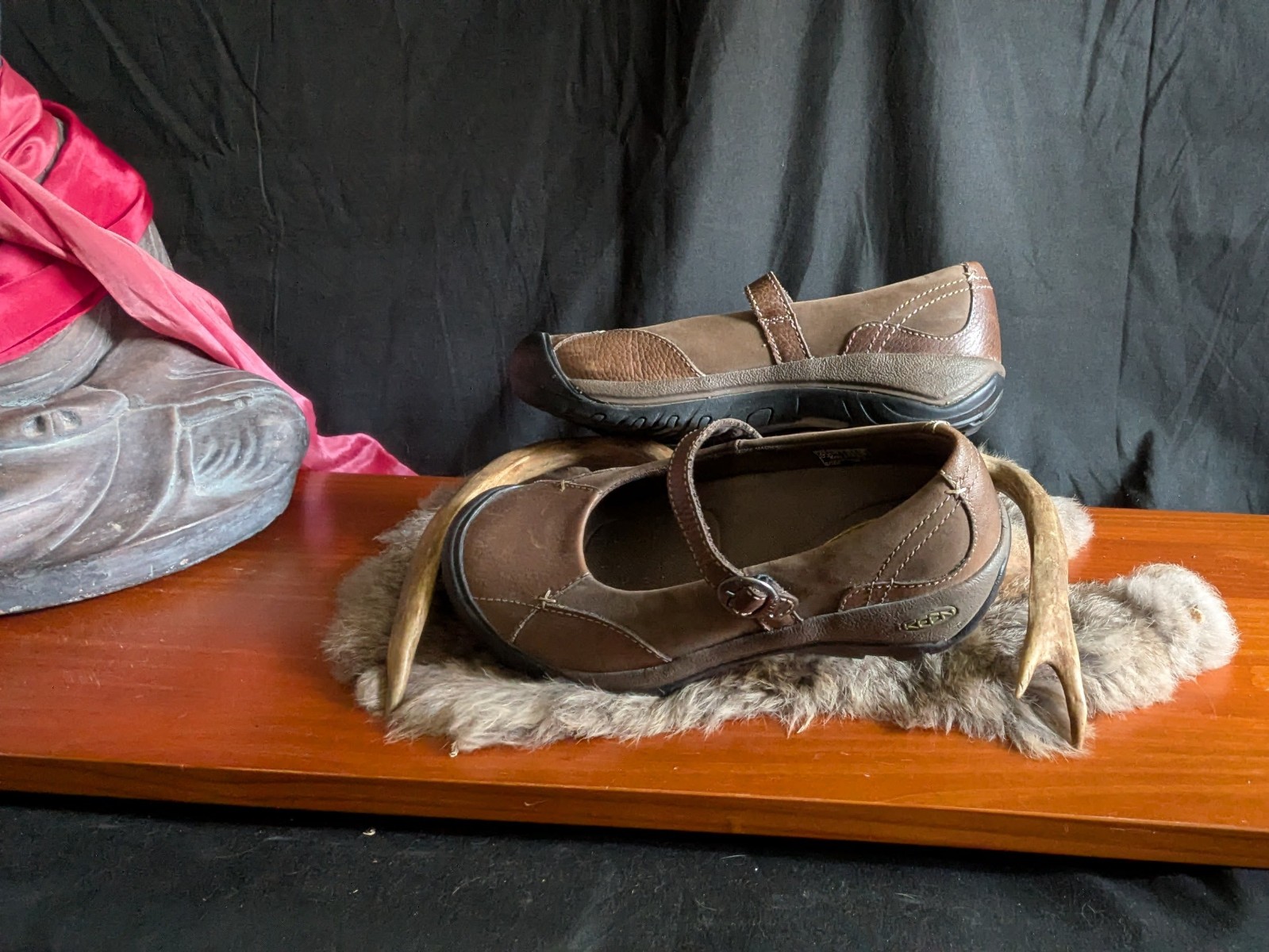 KEEN Sienna Womens 8.5 Brown Leather Mary Jane Comfort Shoes Rubber Toe Flats