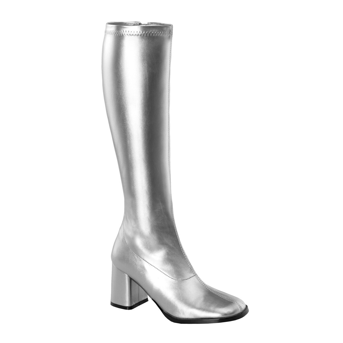 Sexy 3″ High Heel Gogo Dancer Silver Knee Boots Halloween Costume GOGO300/S/PU