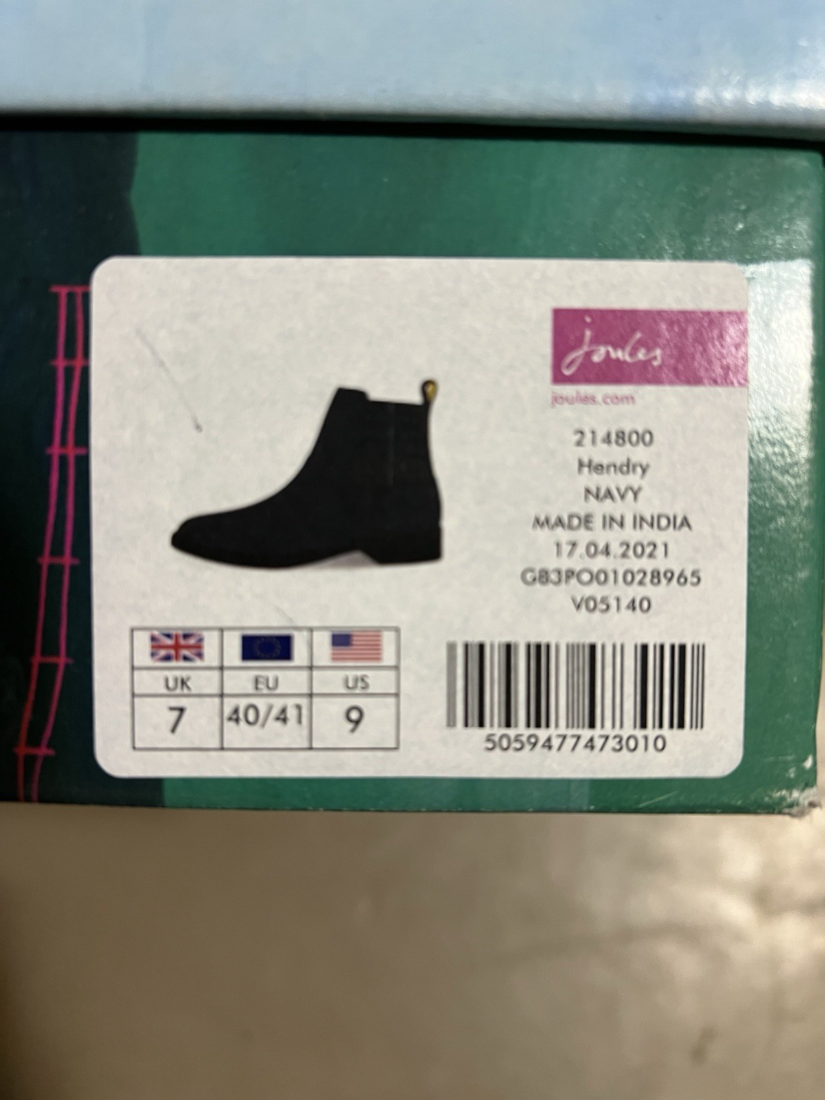 NEW🔥 Joules Chelmsford Women’s Chelsea Boot NAVY BLUE PLAID Sz 8 HENDRY