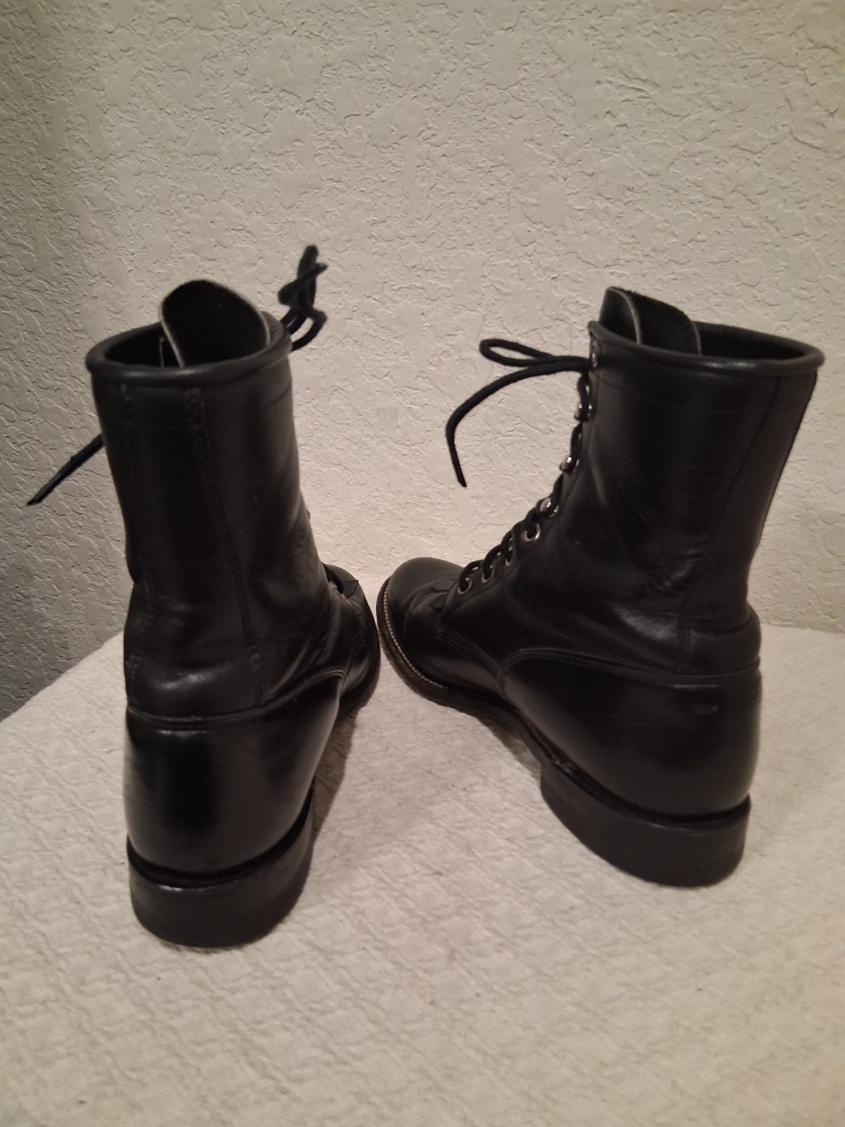 Justin L0506 Western Roper Kiltie Women Leather Black Boots Lace Up Size 6.5B