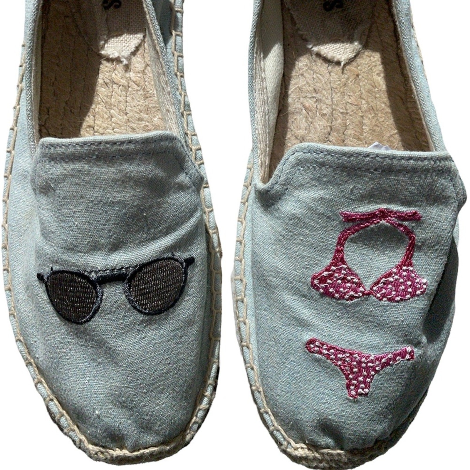Soludos Eco-friendly Tencel Chambray Sunglasses & Bikini Espadrille Slide Ons 7