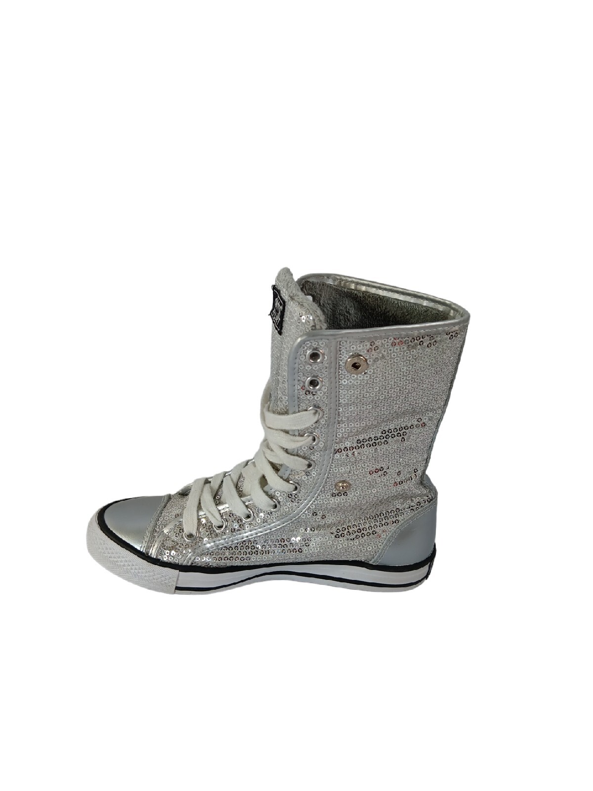 Gotta Flurt Silver Sequin/ White Women’s High Top Shoes 5.5 Destiny 17981084