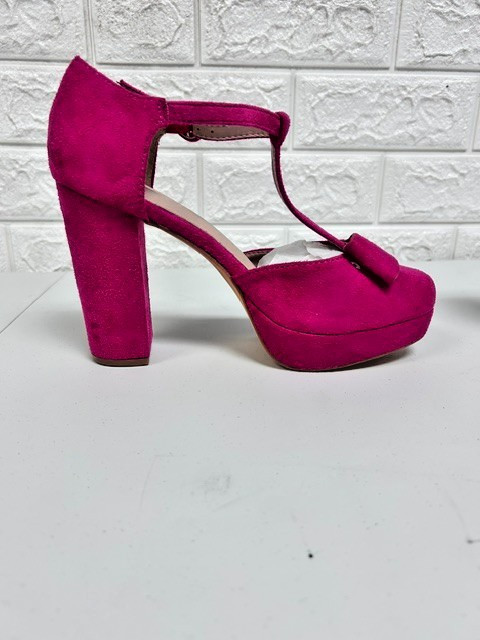 Pink Suede Platform Ankle Strap High Heels Size 7