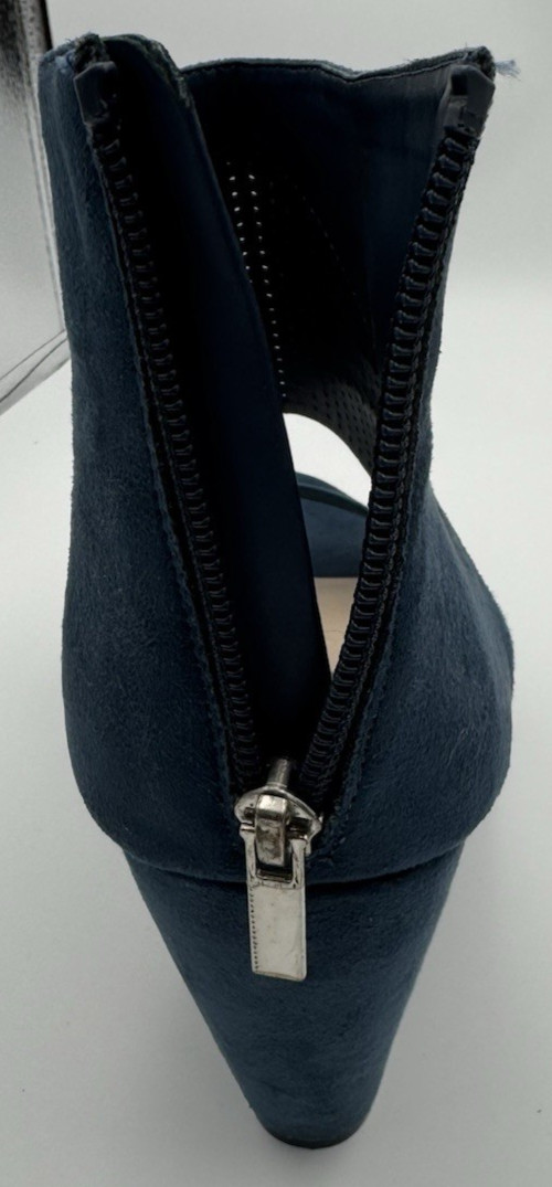 Bar III Siren Platform Ankle Zipper Cuff Wedge Blue Wing Teal Suede Shoes 10M
