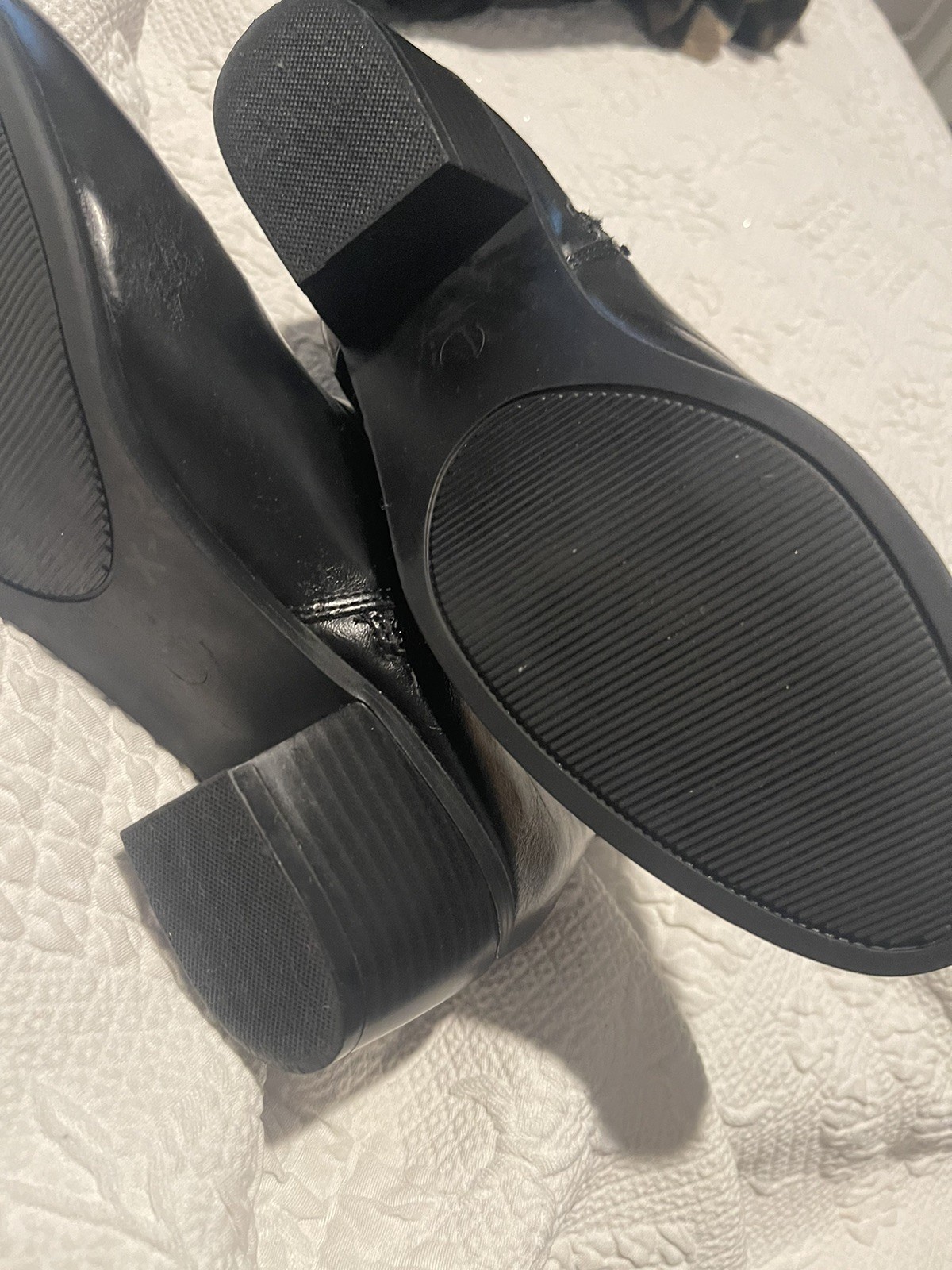 London Fog Womens Sz 7.5 Black Faux Leather Ankle Boots