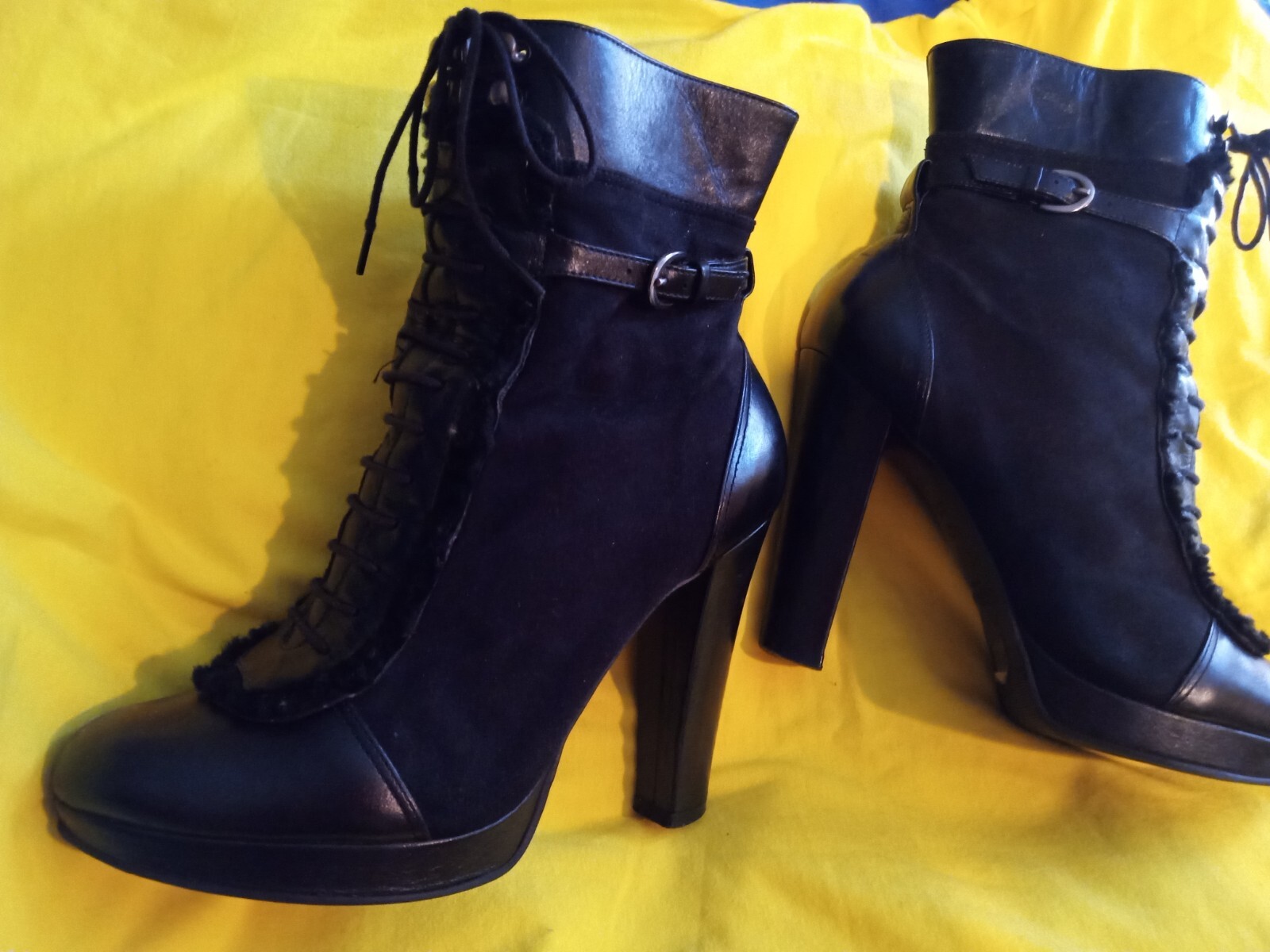 L.K. Bennett Gorgeous Butter Soft Suede Leather Boots Heels Black Must See! US 7