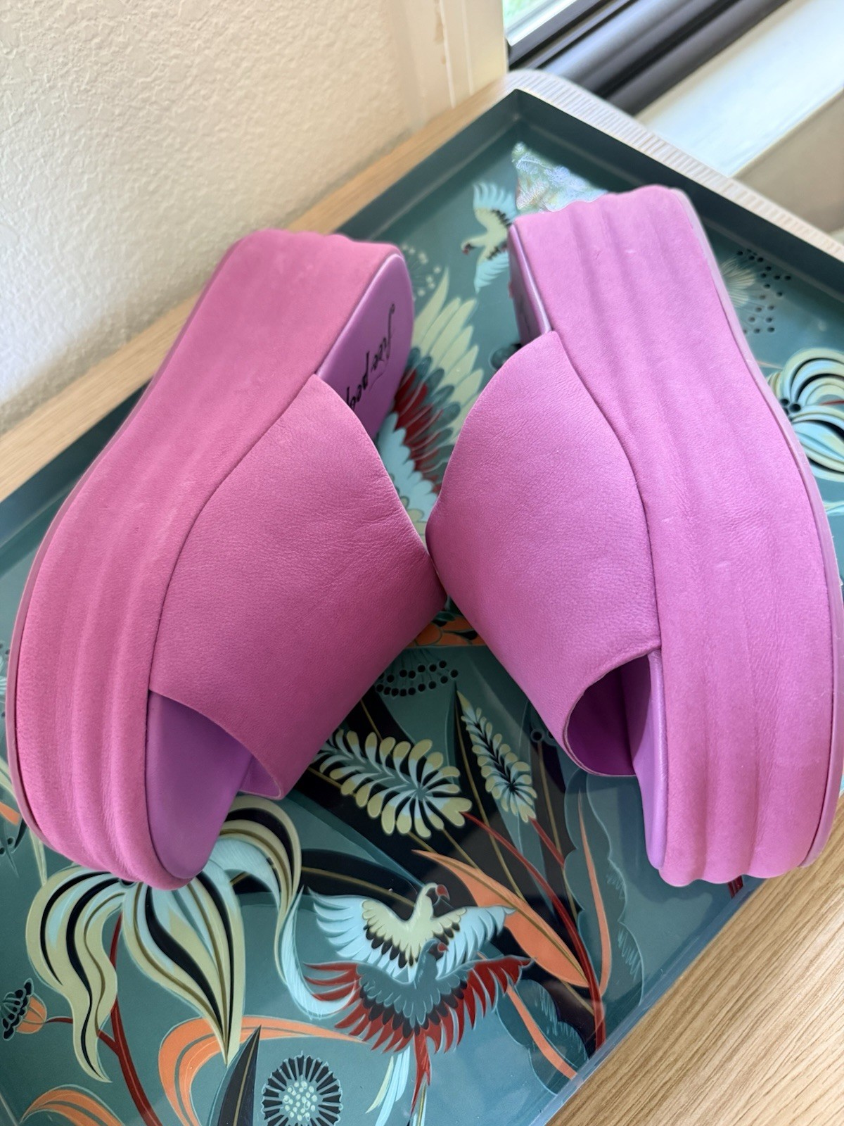 Free People Fuschia Harbor Suede Platform Slide 7.5 NEW