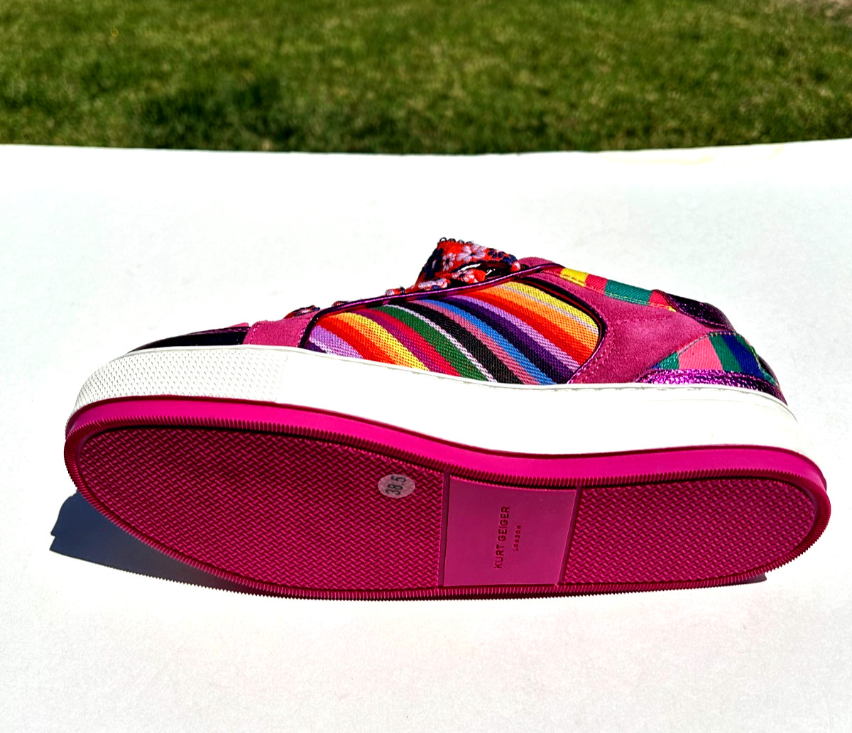Kurt Geiger London Southbank Tag Platform Sneakers Size 8 EUR 38.5 Pink $235 NEW