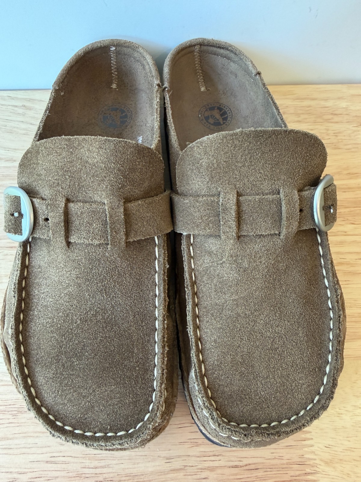 Birkenstock Buckley Suede Leather Clogs Gray Taupe EU 39 / US Women’s 8 Men’s 6
