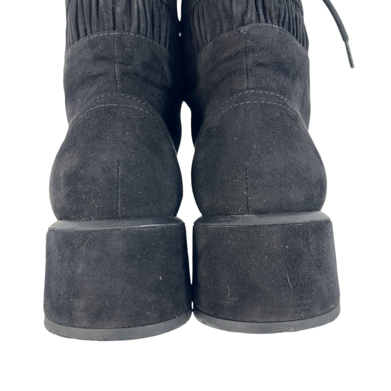 Chanel CC Suede Quilted Lace Up Combat Cap Toe Boots in Black Size 37.5