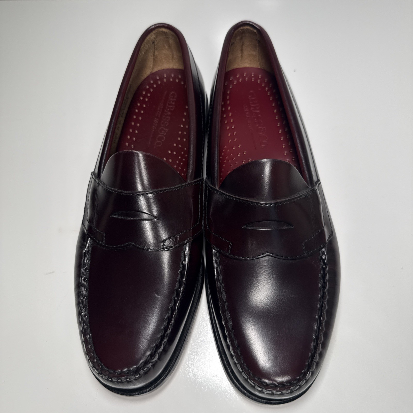GH Bass Weejuns Leather Penny Loafers Burgundy Slip On Womens Sz 7.5 D