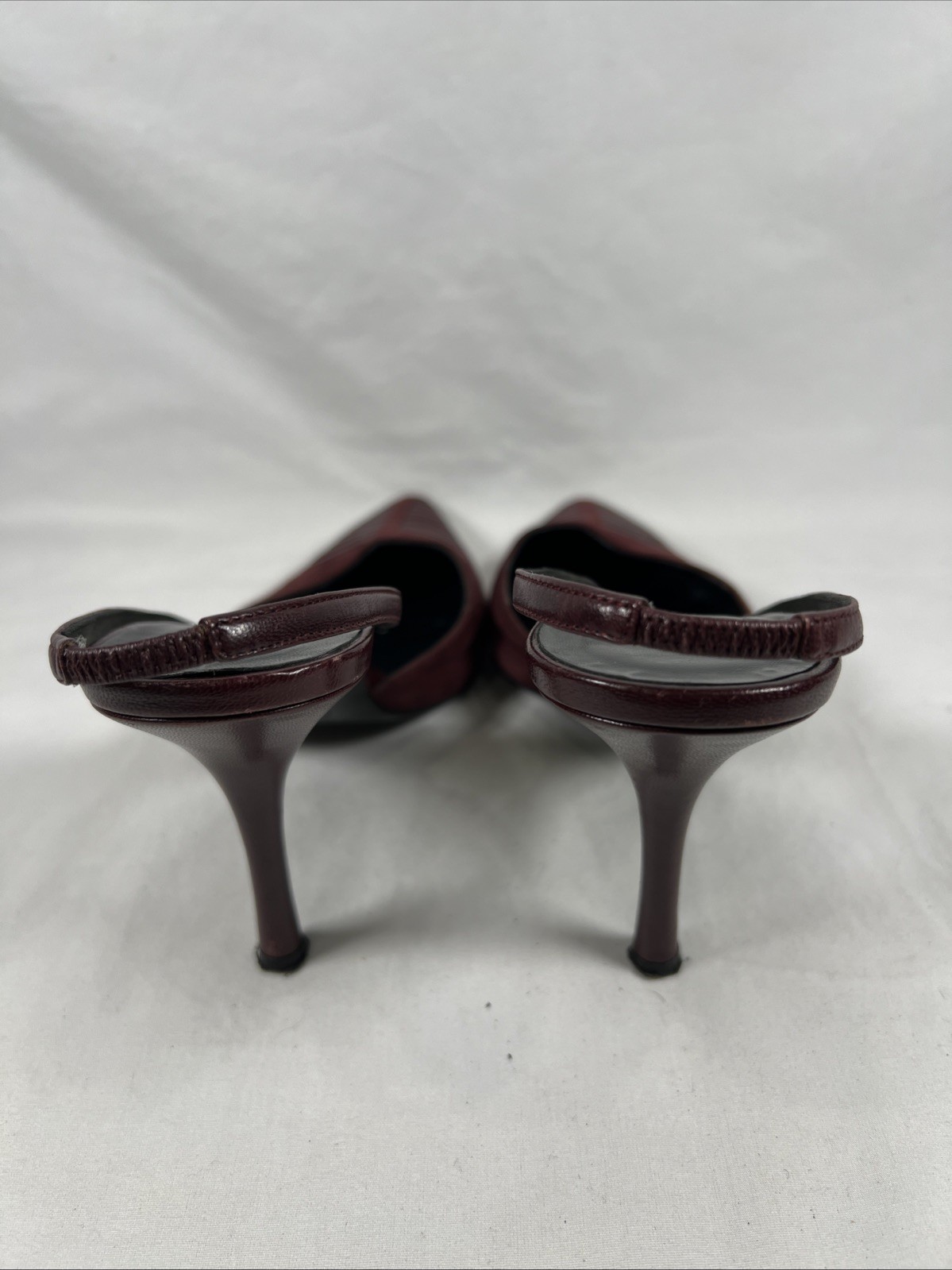 Richard Tyler Burgundy Suede Slingback Heels Pointed Toe Leather Pumps Luxury 8M