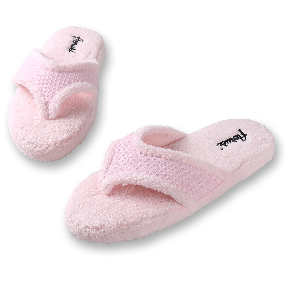 Aerusi Women Slippers Fleece Soft Flip Flops Spa Bedroom Indoor House Shoes
