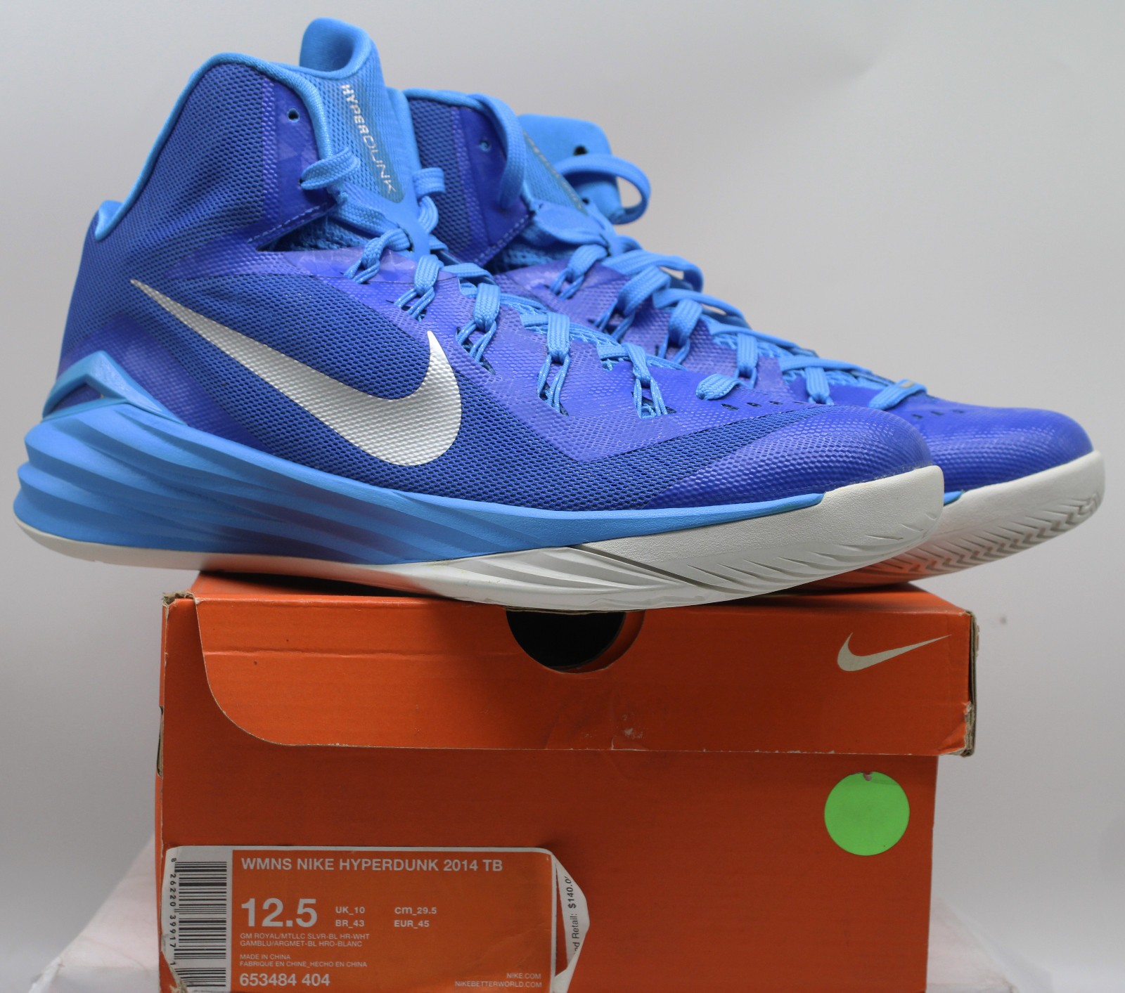 Nike WOMENS Hyperdunk 2014 TB Basketball Shoes Blue SZ US SZ 12.5; MENS 11.5 NEW