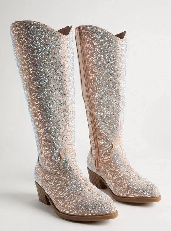 Torrid Embellished Knee High Boot Clear Size 11WW New W/O Box