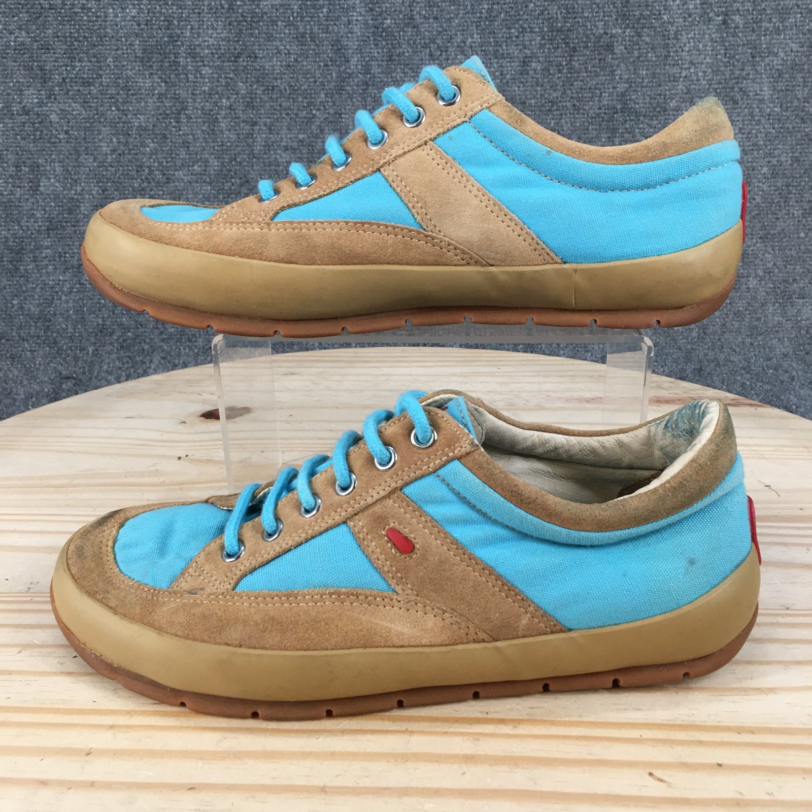 Wolky Sneaker Shoes Womens 41 Comfort Lace Up Round Toe Low Suede Tan Blue