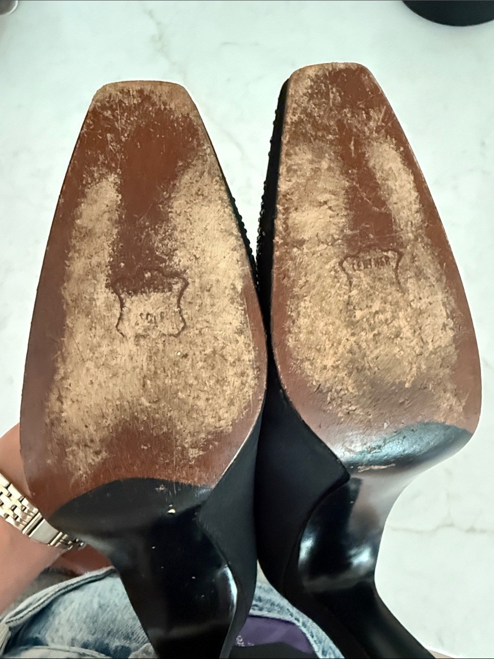 Stuart Weitzman Black Crystal-Studded Pointed Pumps