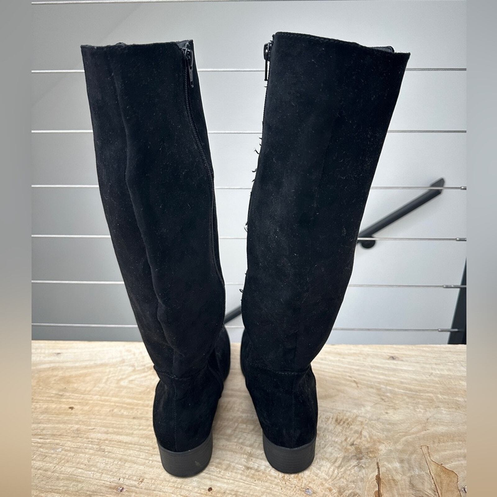 Target black suede textile upper knee high boots winter business casual party 9