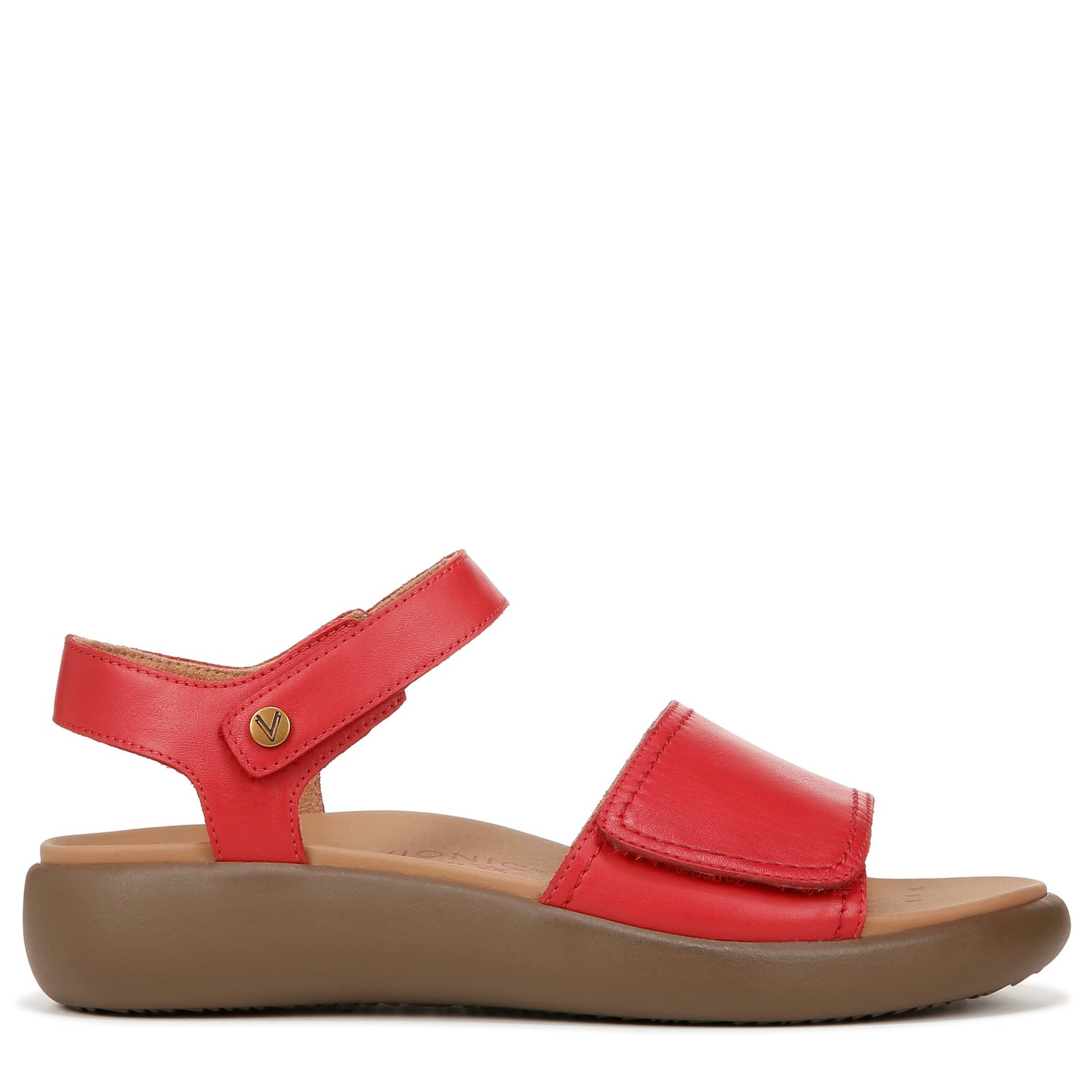 VIONIC Women’s Awaken Ankle Straps Red Leather 6.5 Medium