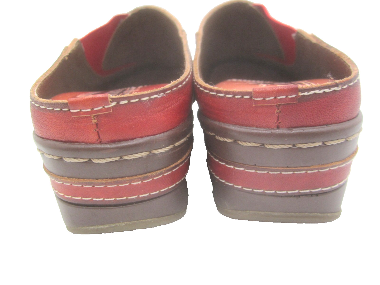 Spring Step L’Artiste Burbank Floral Red Leather Red Clog Size 7 Eur Sz 37