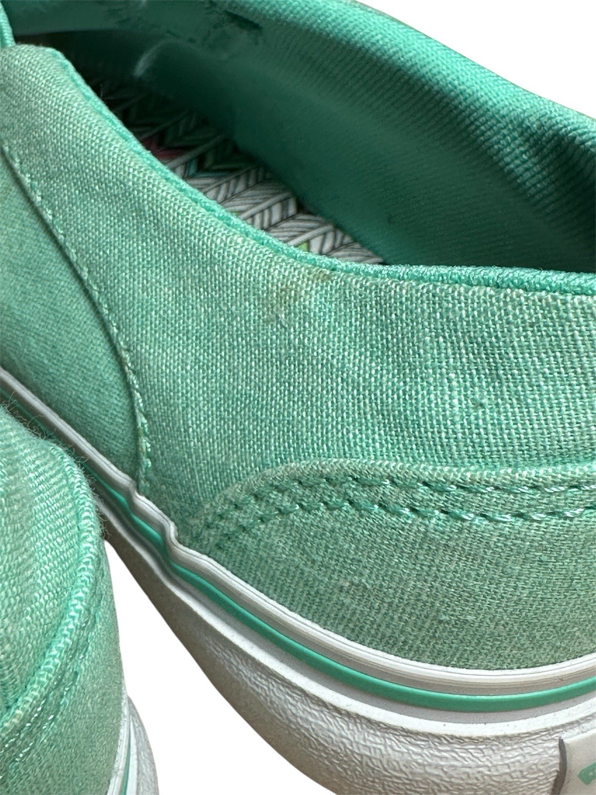 Vans Classic Slip-On Aqua Sea Foam Green Canvas Skate Shoes Womens 6.5