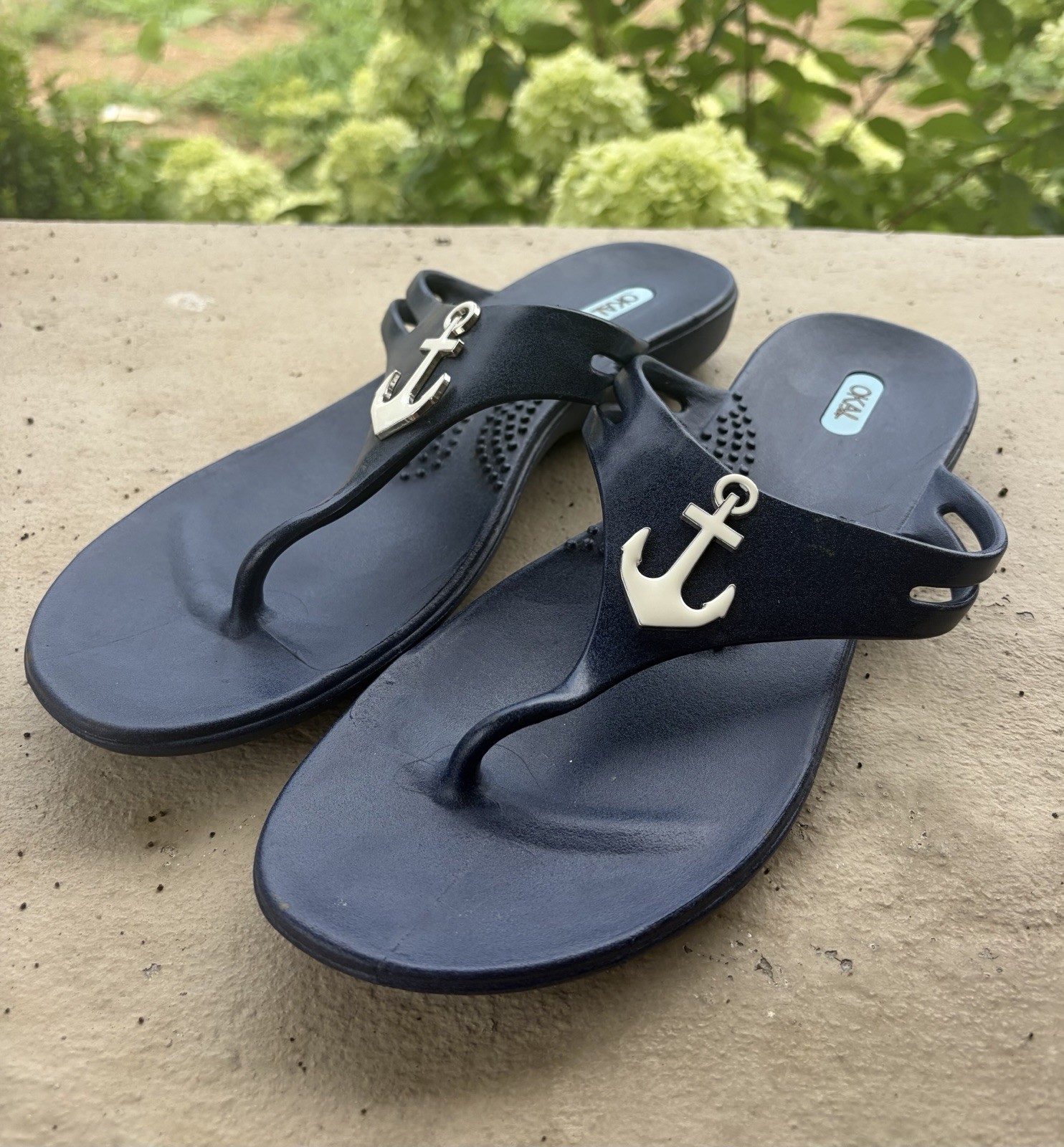Oka-B Navy Anchor Flip Flop Sandals Nautical Made In The USA