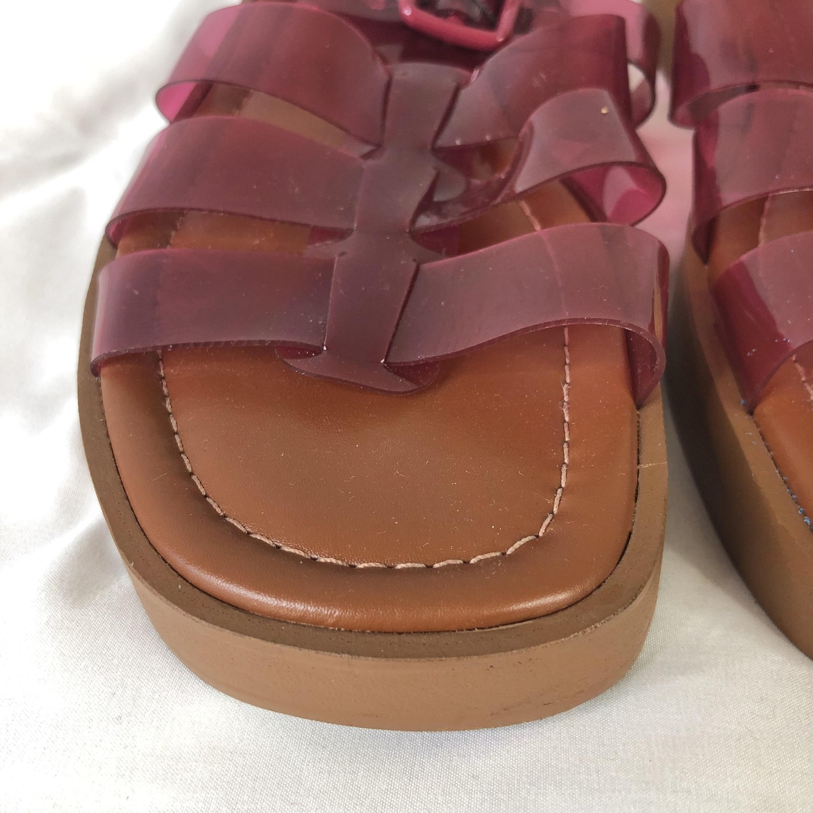 Maeve Shoes Womens Size 8.5 Pink Jelly Strappy Platform Sandals Fishermen Beach