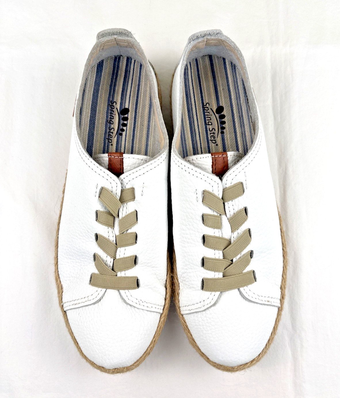 Spring Step Eloya White Leather Lace Up Casual Sneakers Women’s Sz 37/ US 6.5-7