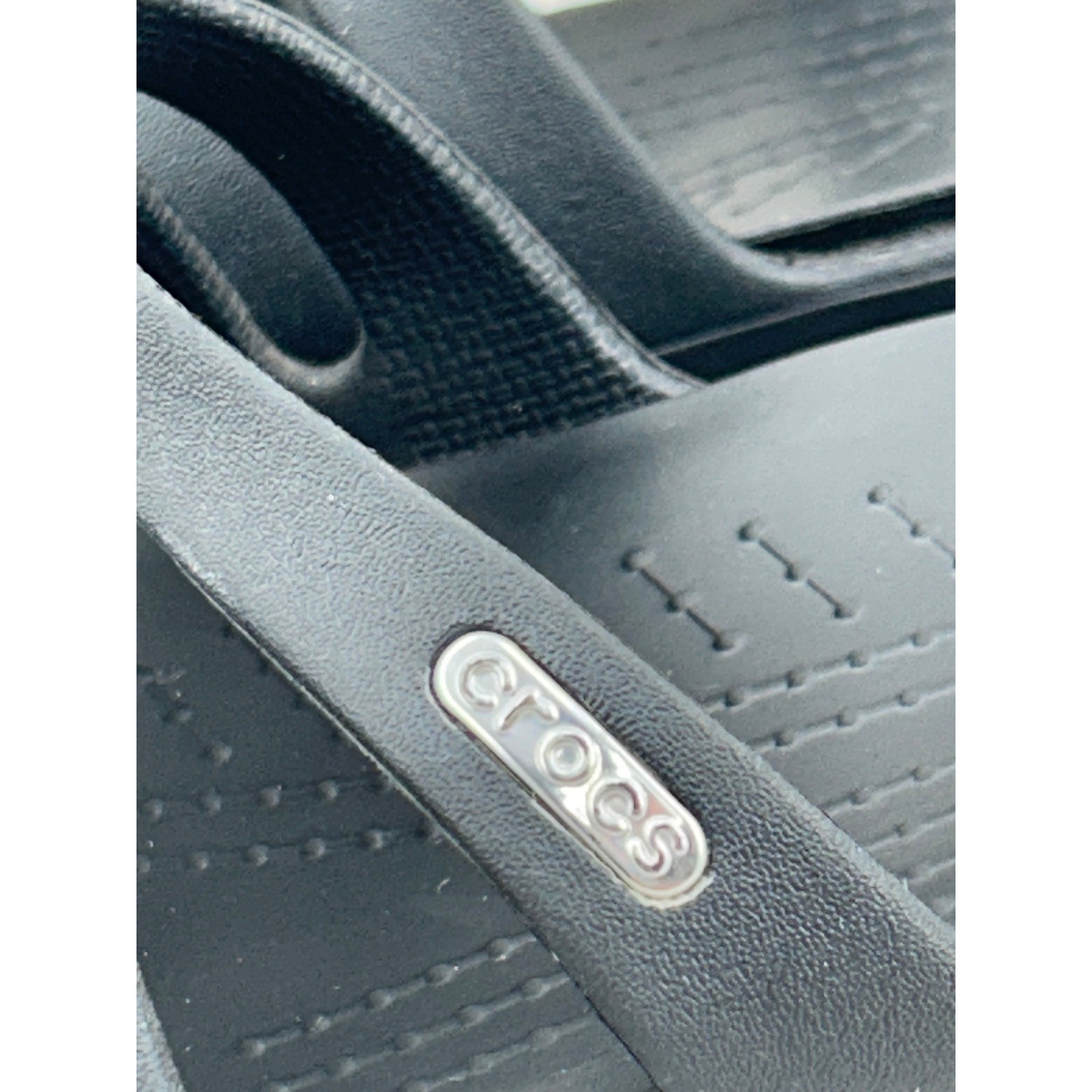 Crocs Women’s Rhonda Black Multi Strap Wedge Sandals Slides Comfort Size 11