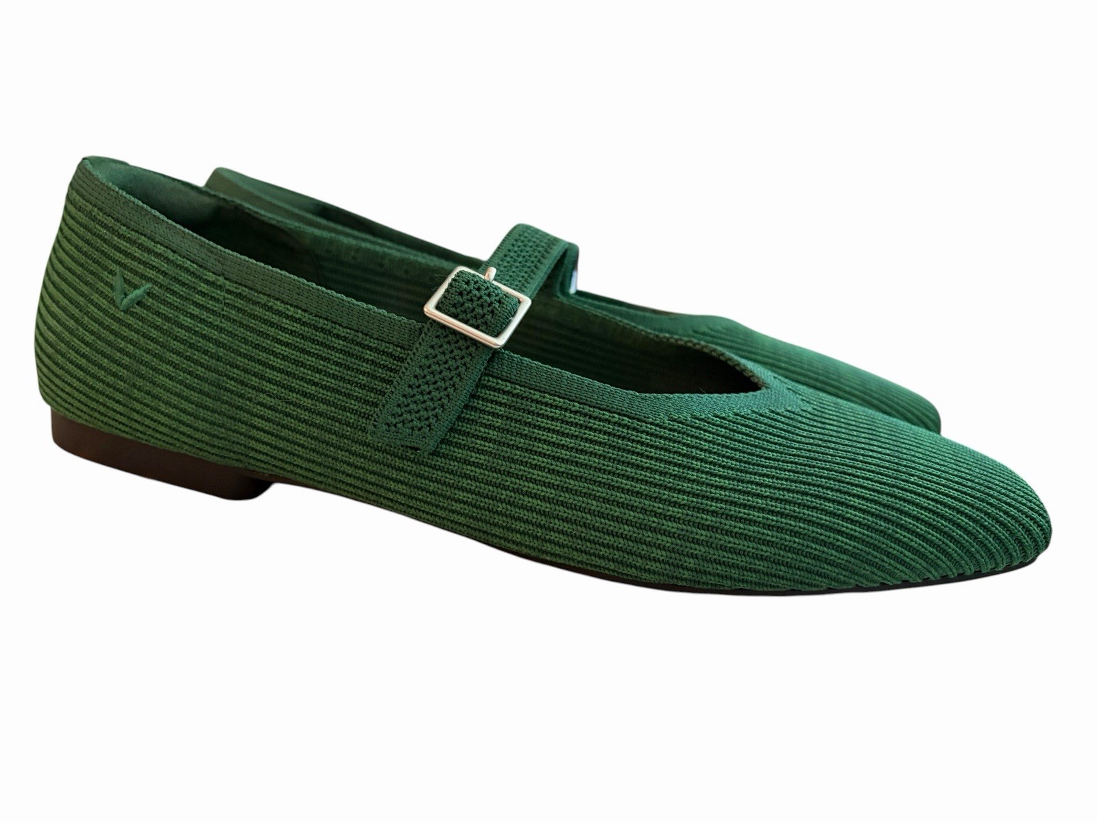 Vivaia Green Square Toe Margot Mary Jane Flat Shoes Sz EU 41 W US 9.5/10