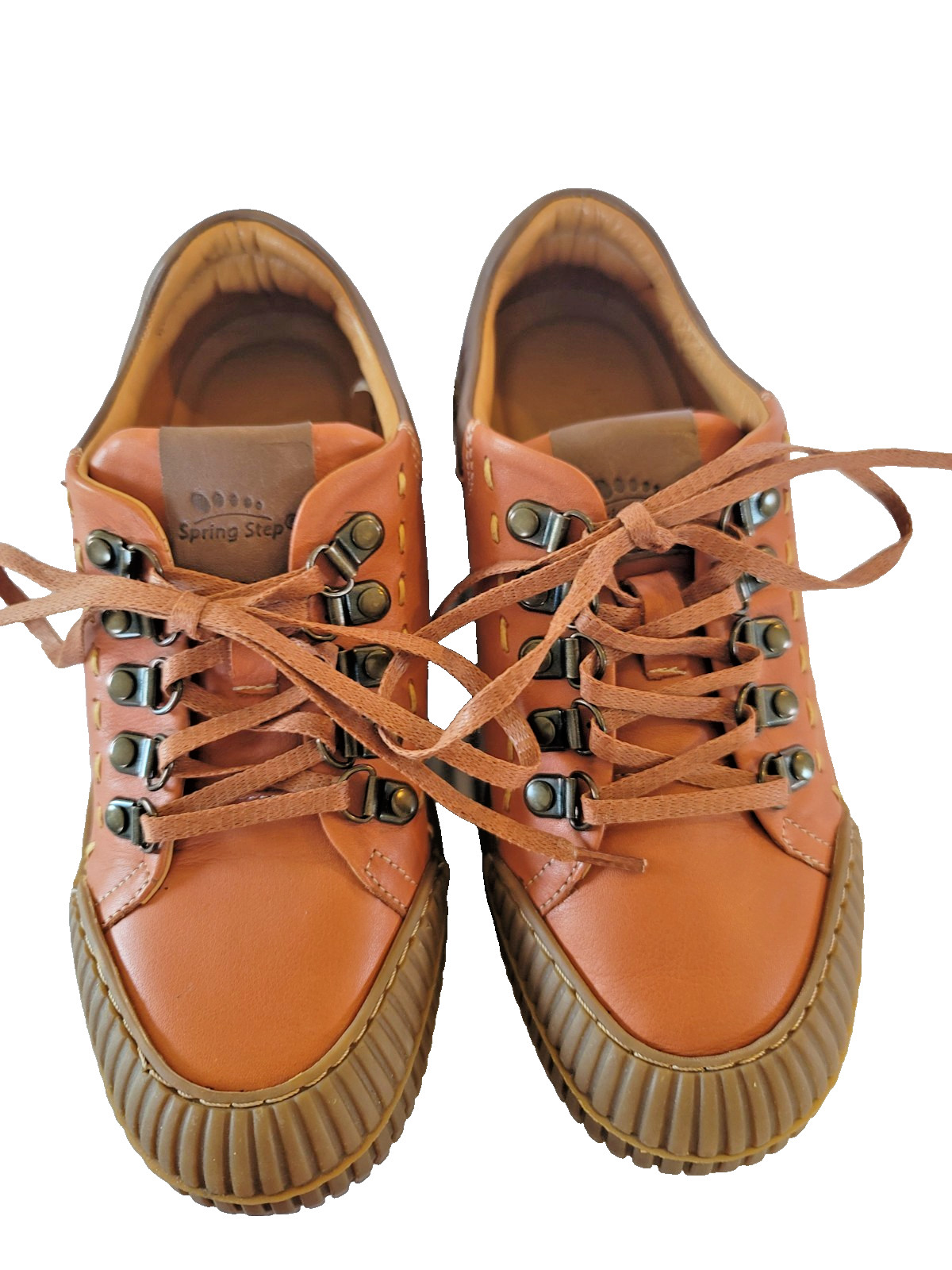 Spring Step Leather Comfort Sneakers EU 36 US 5.5-6 Rust Orange Lace Up Hiking