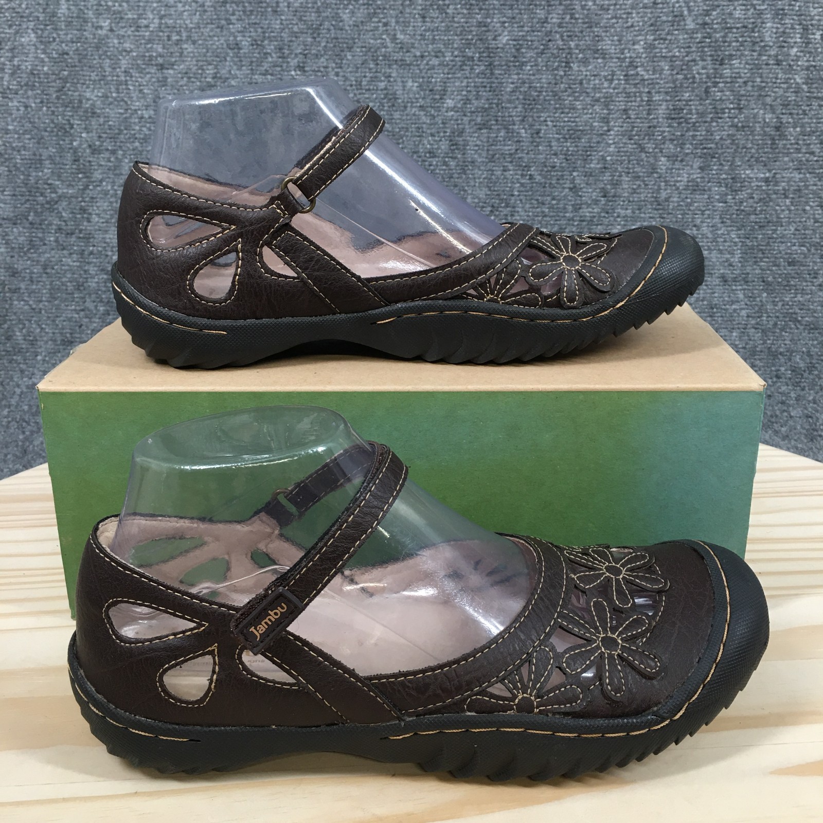 Jambu Blossom Shoes Womens 8 M Mary Jane Cut-Out Casual Faux Leather Brown NEW