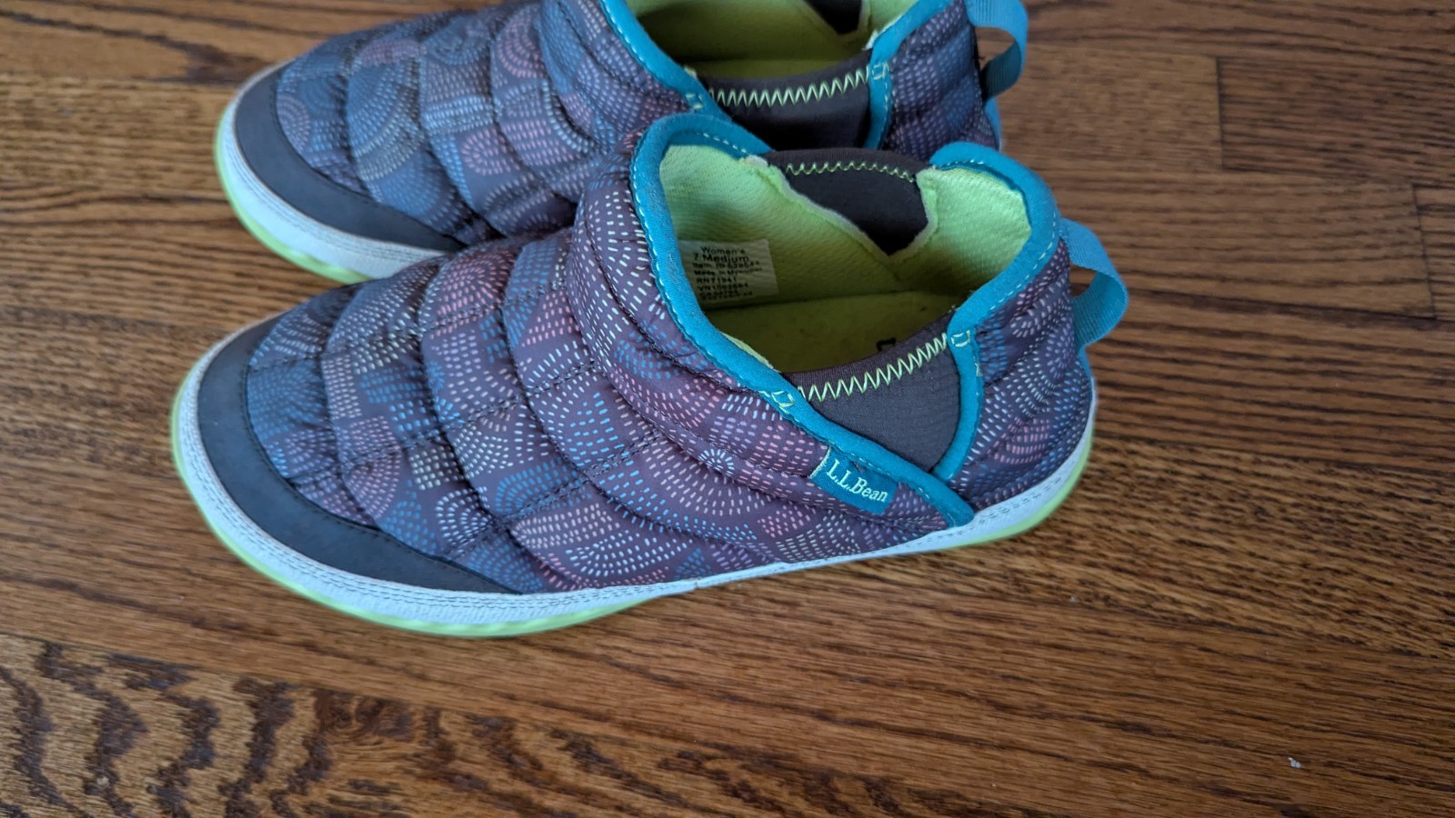L.L.Bean Women’s Quilted Slip-On Low Top Athletic Sneakers Purple Blue Green