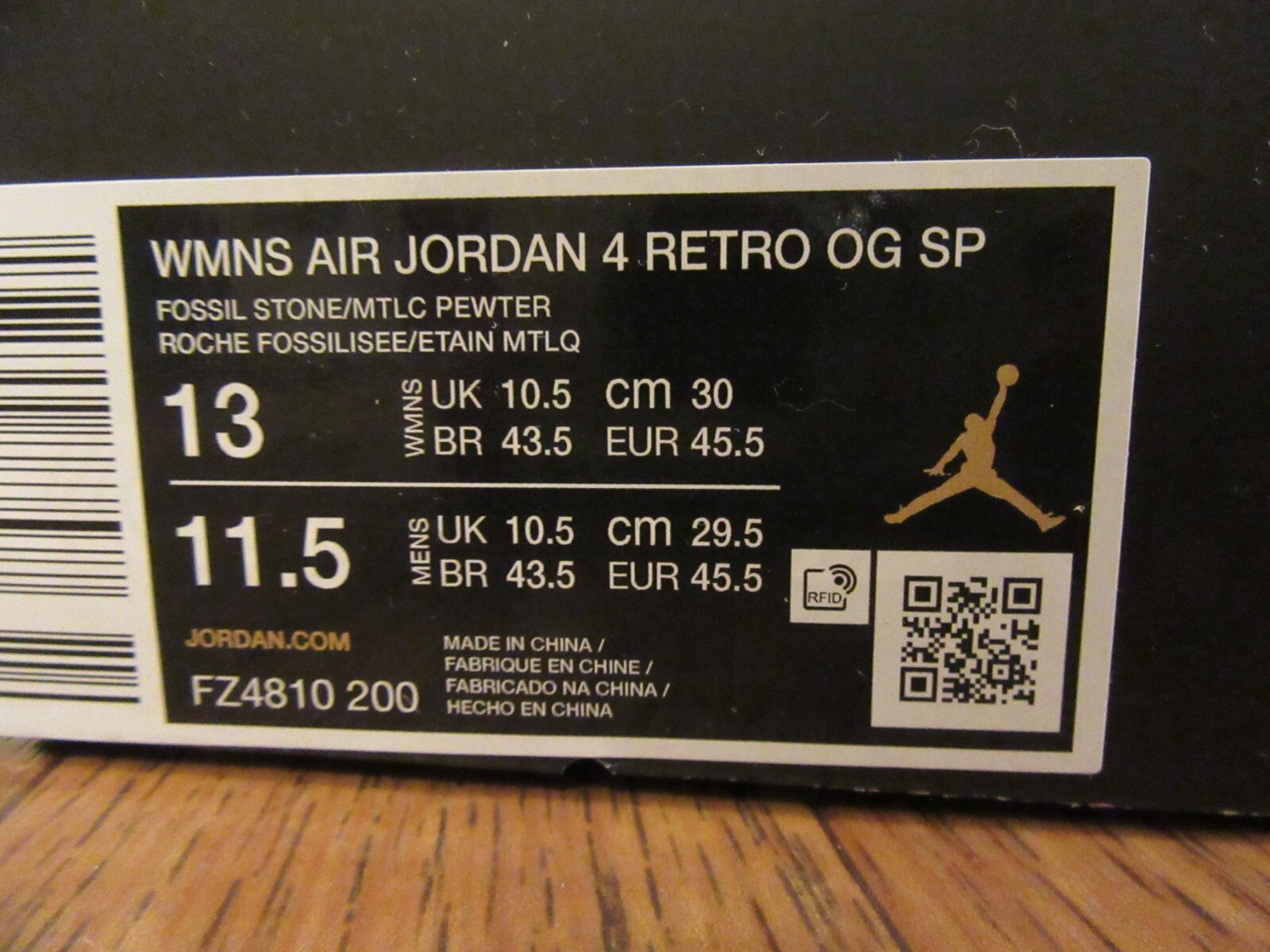 Nike Women’s Air Jordan 4 Retro OG SP A Ma Maniere Size 13 Fossil FZ4810 200 New