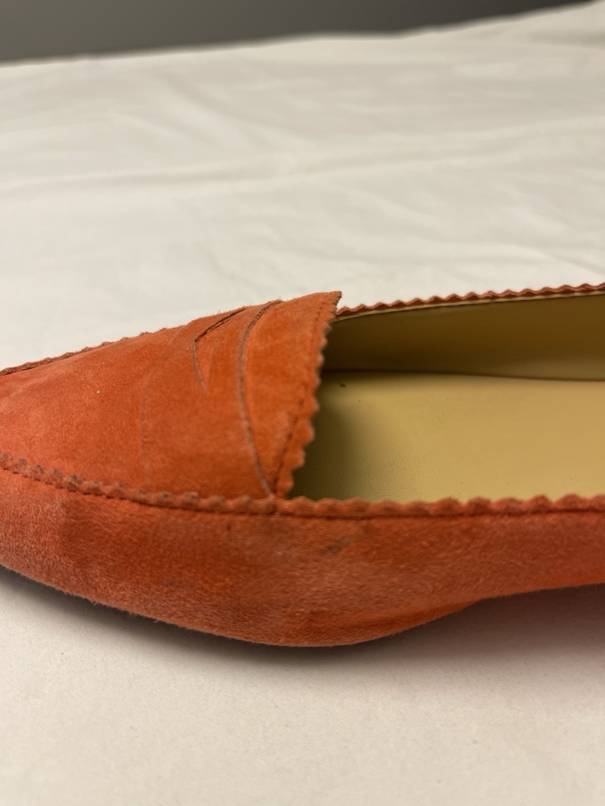 Talbots Francesca Suede Driving Flats Moccasins 7.5 Coral Tangerine