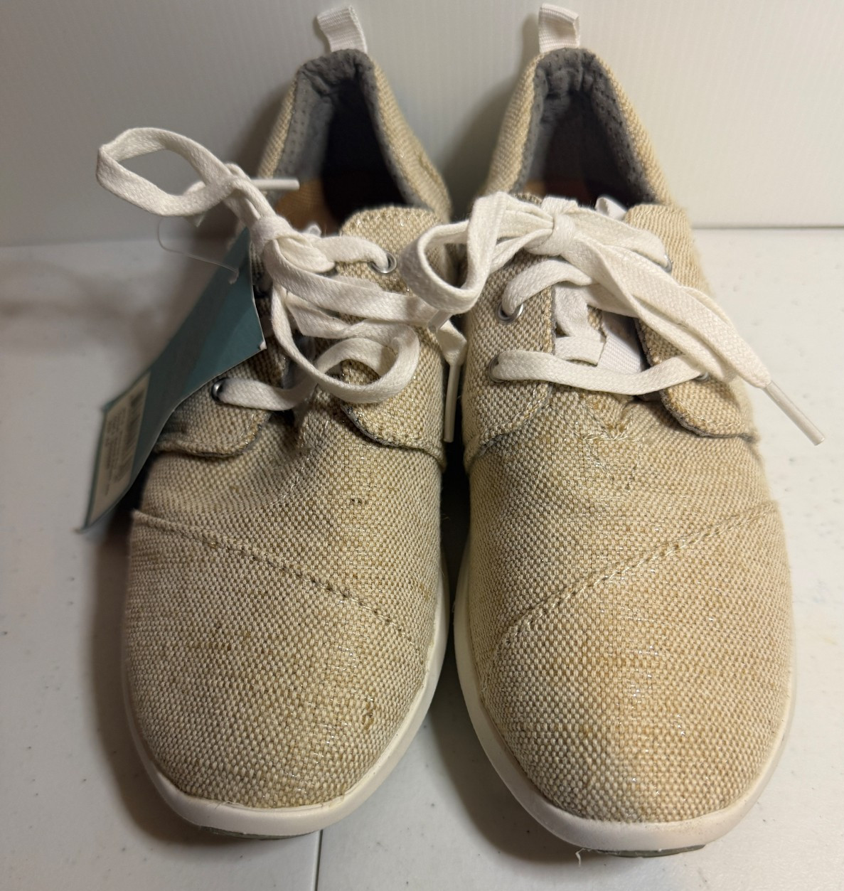 TOMS Womens Del Rey Natural Metallic Jute Lace Up Shoes NWT New – 6.5