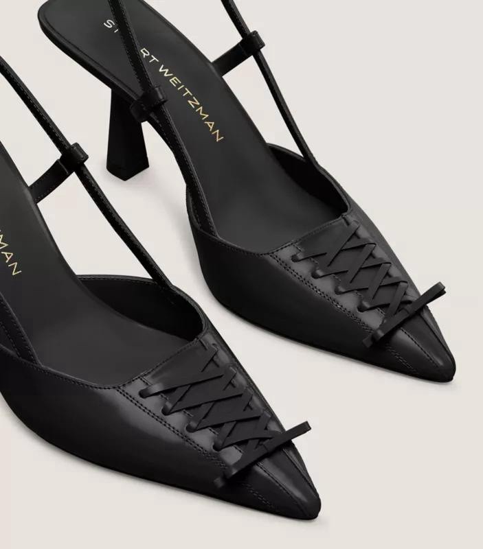 Brand New Stuart Weitzman Corset Slingback Black Heels