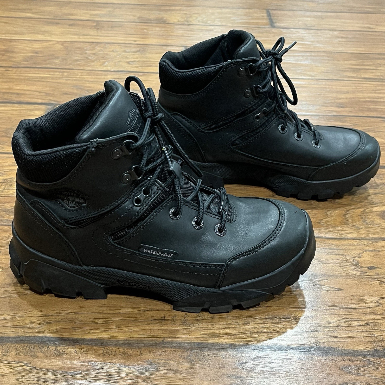 Harley Davidson Boots Womens 10 Huxley 3.5 Inch Waterproof Leather Vibram Black