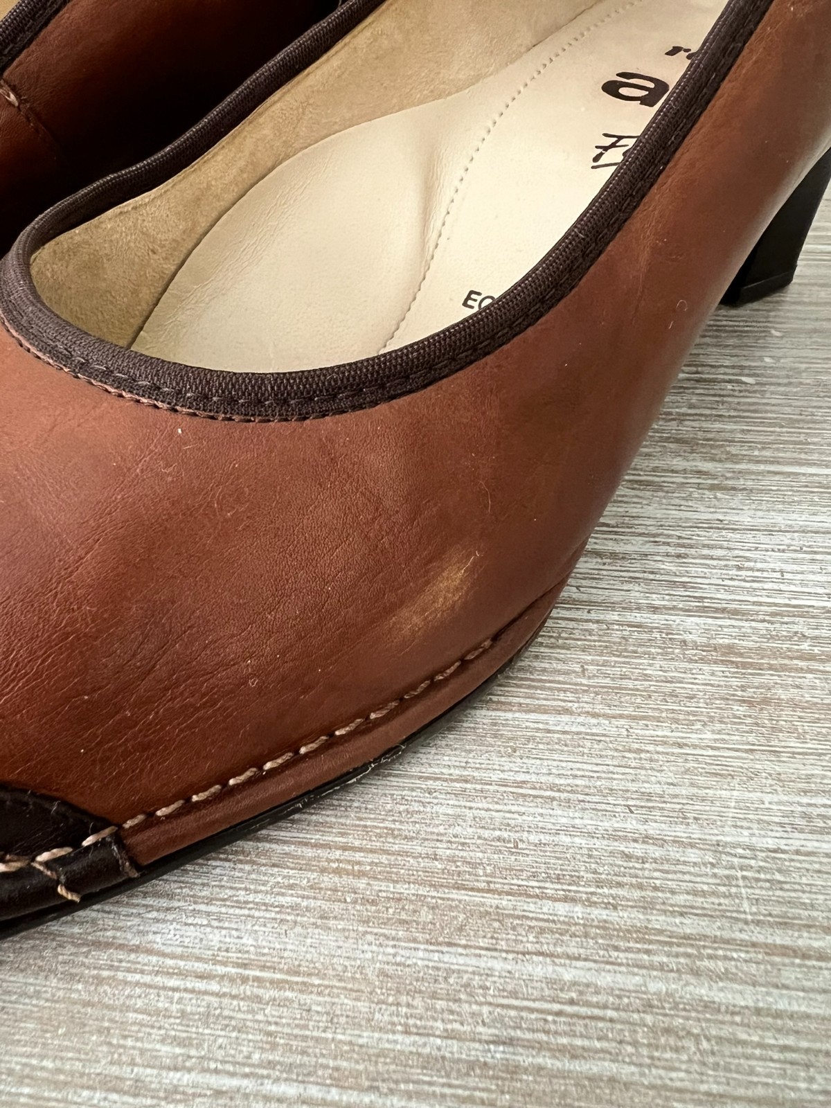 Ara Germany Relax Flex Leather Pumps Brown Square Toe Block Heel UK 5.5 G US 8