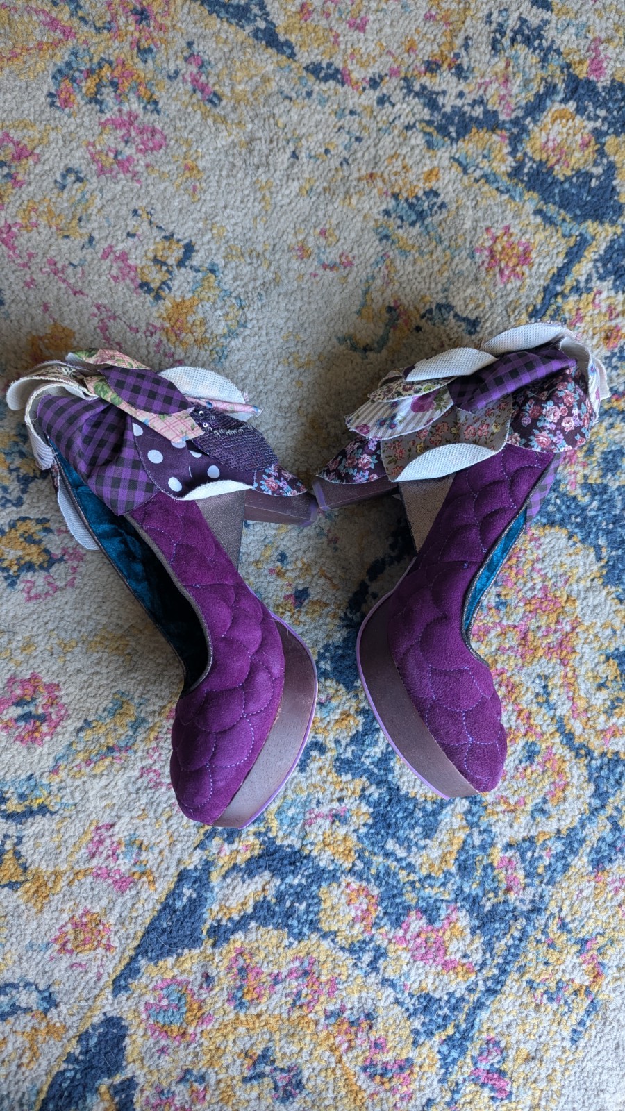 IRREGULAR CHOICE (39 / Size 8) Sweety Bird Platform Heels Petal Purple Suede